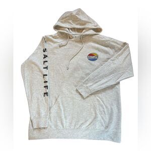 Salt Life Vintage Rays Hooded Sweatshirt Womens Size Large Oatmeal Heather